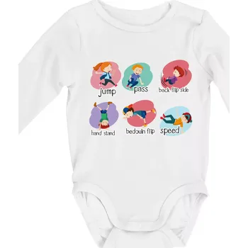 Parkour moves - Body kojenecké s dlouhým rukávem - Dlouhý r. 3-6 měs ( Bílá )