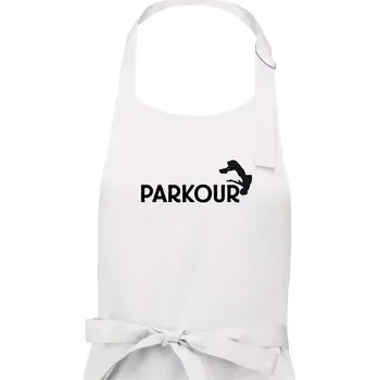 Kuchyňská zástěra Parkour - salto - Dámská zástěra na vaření - Univerzální velikost ( Bílá )