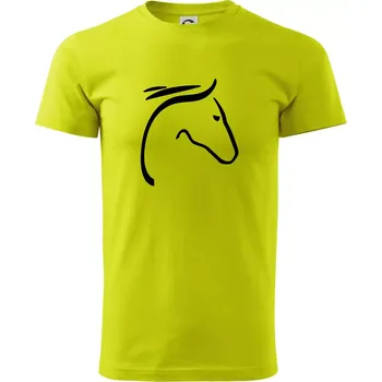 Kůň - hlava silueta - Klasické pánské triko vyšší gramáže - M ( Limetková )