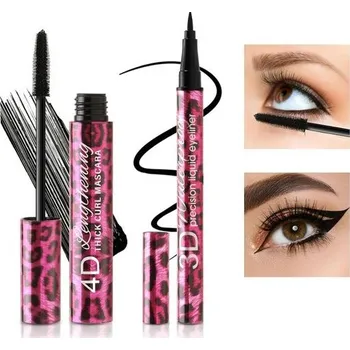 Sada tekutých očních linek a řasenky Boobeen, voděodolná černá oční linka a řasenka pro objem a