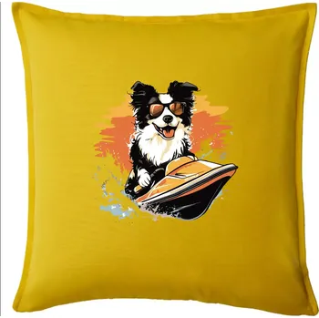 Polštář Border Kolie na vodním skútru - Polštář 50x50 - 50x50 - Pouze potah ( Žlutá )