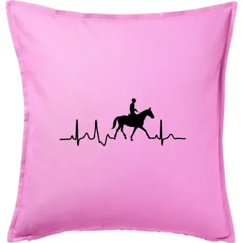 Polštář EKG jízda na koni - Polštář 50x50 - 50x50 - Pouze potah ( Růžová )