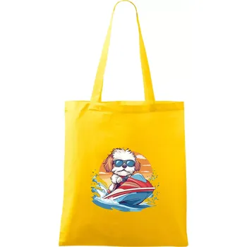 Nákupní taška Bišonek na vodním skútru - Taška bavlněná - 42 x 38 cm ( Žlutá )