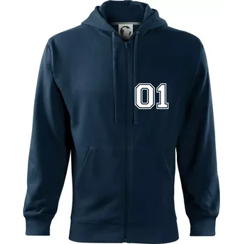 Pánská mikina King - Queen - 01 dres (černobílá) - Mikina s kapucí na zip trendy zipper - S ( Námořní modrá (velmi tmavá - téměř černá) )