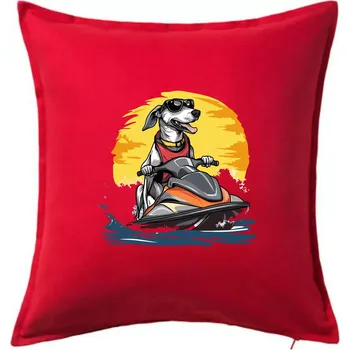 Polštář Chrt na vodním skútru - Polštář 50x50 - 50x50 - Pouze potah ( Červená )
