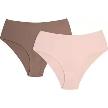 Dámské spodní prádlo Dámské kalhotky 2 pack Bump1 42853 K001 Hnědá / Béžová- HENDERSON hnědá-béžová M