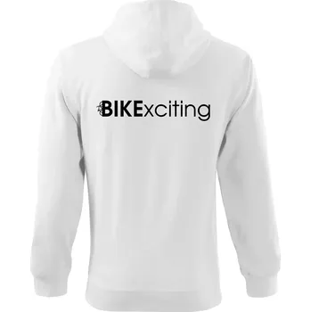 Pánská mikina Bike nápisy Bikexciting - Mikina s kapucí na zip trendy zipper - S ( Bílá )