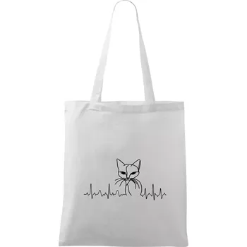 EKG křivka kočka - Taška bavlněná - 42 x 38 cm ( Bílá )