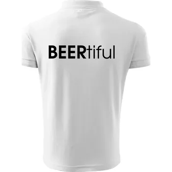 Pánská košile Pivní nápisy BEERtiful - Polokošile pánská Pique Polo 203 - 4XL ( Bílá )