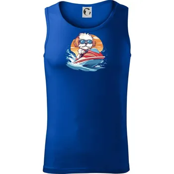 Bišonek na vodním skútru - Tílko pánské Core - L ( Královská modrá )