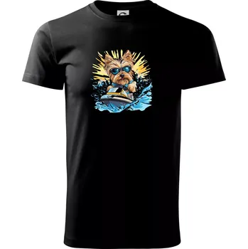 Yorkšírský teriér na vodním skútru - Triko extra velké (5-8XL) - 7XL ( Černá )
