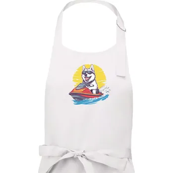 Kuchyňská zástěra Husky na vodním skútru - Pánská zástěra na vaření - Univerzální velikost ( Bílá )