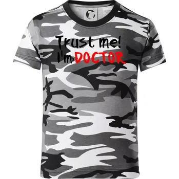 Chlapecké tričko Trust me I´m a Doctor / Věř mi jsem Doctor - Dětské maskáčové triko - 146 cm/10 let ( Šedý maskáč )