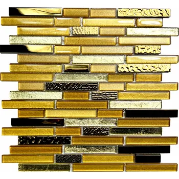 Skleněná mozaika zlatá, dekorativní dlaždice zlatá ALISEDA DUBAJ, dekorativní dlaždice
