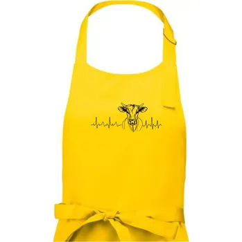 Kuchyňská zástěra EKG křivka kráva - Dámská zástěra na vaření - Univerzální velikost ( Žlutá )