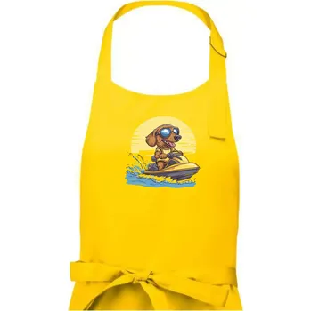 Kuchyňská zástěra Jezevčík na vodním skútru - Pánská zástěra na vaření - Univerzální velikost ( Žlutá )