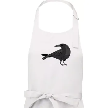 Kuchyňská zástěra Vrána kreslená (studio-arte.cz) - Dámská zástěra na vaření - Univerzální velikost ( Bílá )