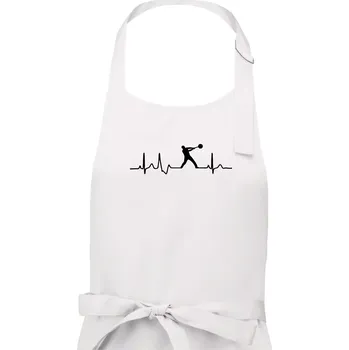 Kuchyňská zástěra EKG hod kladivem muž - Pánská zástěra na vaření - Univerzální velikost ( Bílá )