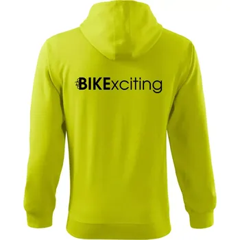 Pánská mikina Bike nápisy Bikexciting - Mikina s kapucí na zip trendy zipper - 3XL ( Limetková )