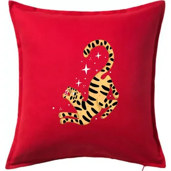 Polštář Tygr s hvězdami (studio-arte.cz) - Polštář 50x50 - 50x50 - Pouze potah ( Červená )