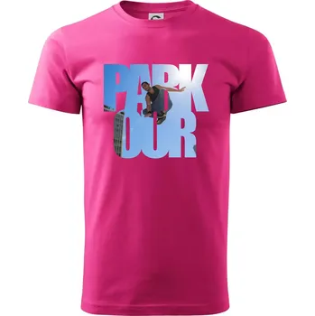 Parkour nápis nebe - Klasické pánské triko vyšší gramáže - S ( Purpurová )