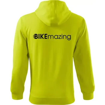 Pánská mikina Bike nápisy Bikemazing - Mikina s kapucí na zip trendy zipper - S ( Limetková )