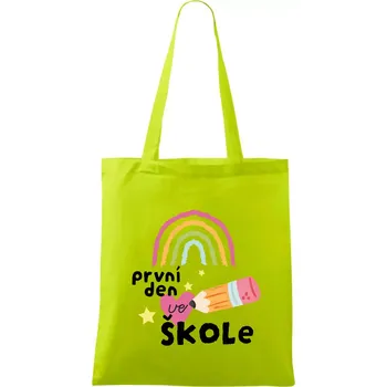 Nákupní taška První den ve škole - Taška bavlněná - 42 x 38 cm ( Limetková )