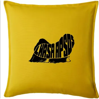 Polštář Lhasa Apso nápis v těle - Polštář 50x50 - 50x50 - Pouze potah ( Žlutá )