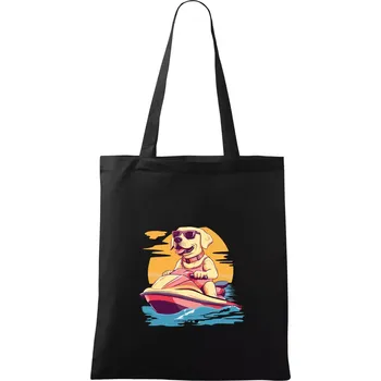 Nákupní taška Zlatý retrívr na vodním skútru - Taška bavlněná - 42 x 38 cm ( Černá )