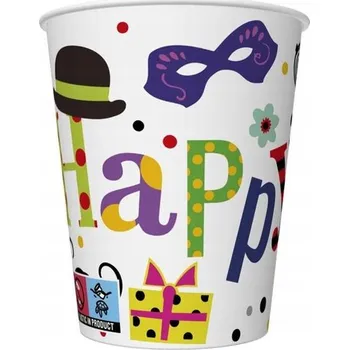Jednorázové nádobí Papírové Kelímky k narozeninám, 8 kusů , 250 ml