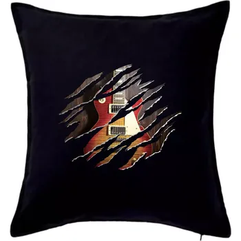 Polštář Roztržené triko - kytara elektrická dřevěná - Polštář 50x50 - 50x50 - Pouze potah ( Černá )