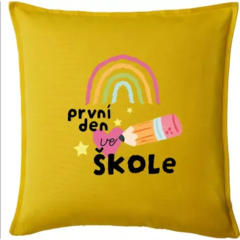 Polštář První den ve škole - Polštář 50x50 - 50x50 - Pouze potah ( Žlutá )