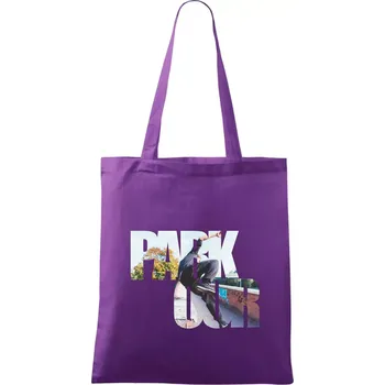 Parkour nápis ve městě - Taška bavlněná - 42 x 38 cm ( Fialová )