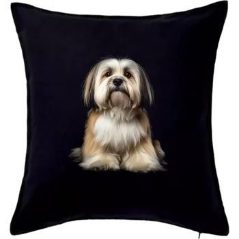 Polštář Lhasa Apso černá fotka - Polštář 50x50 - 50x50 - Pouze potah ( Černá )