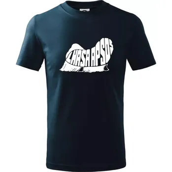 Chlapecké tričko Lhasa Apso nápis v těle - Tričko dětské bavlněné - 134 cm/8 let ( Námořní modrá (velmi tmavá - téměř černá) )