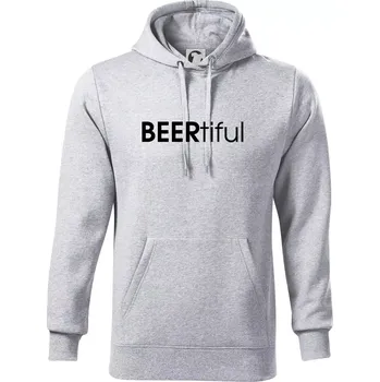 Pánská mikina Pivní nápisy BEERtiful - Mikina pánská Cape s kapucí - 5XL ( Světlešedý Melír )