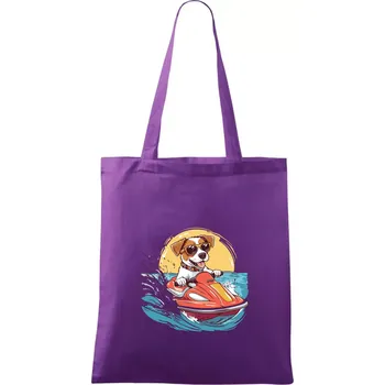 Jack russell teriér na vodním skútru - Taška bavlněná - 42 x 38 cm ( Fialová )