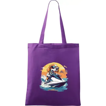 Bígl na vodním skútru - Taška bavlněná - 42 x 38 cm ( Fialová )