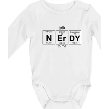 Kojenecký body Talk nerdy - periodická tabulka - Body kojenecké s dlouhým rukávem - Dlouhý r. do 3 měs ( Bílá )