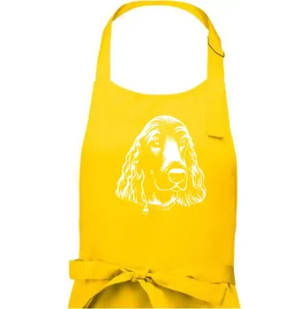 Kuchyňská zástěra Kokršpaněl - hlava kreslená - Pánská zástěra na vaření - Univerzální velikost ( Žlutá )