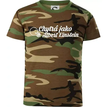 Chytrá jako Einstein - Dětské maskáčové triko - 146 cm/10 let ( Hnědý maskáč )