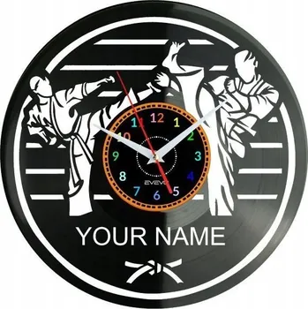 Hodiny Karate - Nástěnné hodiny s tvým jménem - Vinylová deska - Moderní dekorace na zeď