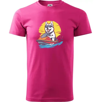 Pánská móda Husky na vodním skútru - Klasické pánské triko vyšší gramáže - XL ( Purpurová )