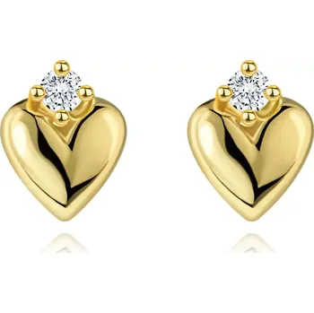 Náušnice Náušnice ze 14karátového zlata s vypouklým srdcem a diamantem