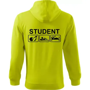 Pánská mikina Pít užívat spát - student - Mikina s kapucí na zip trendy zipper - 2XL ( Limetková )