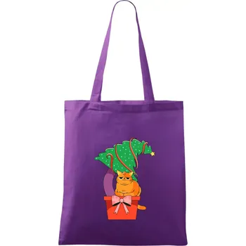 Kočka a stromeček - Taška bavlněná - 42 x 38 cm ( Fialová )