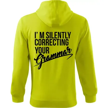 Pánská mikina Correcting grammar - Mikina s kapucí na zip trendy zipper - S ( Limetková )