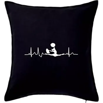 Polštář EKG roztleskávačka roznožka - Polštář 50x50 - 50x50 - Pouze potah ( Černá )