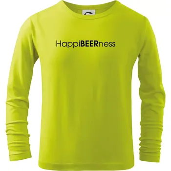 Chlapecké tričko Pivní nápisy HappiBEERness - Triko dětské Long Sleeve - 158 cm/12 let ( Limetková )