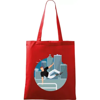 Nákupní taška Parkour ve městě - Taška bavlněná - 42 x 38 cm ( Červená )